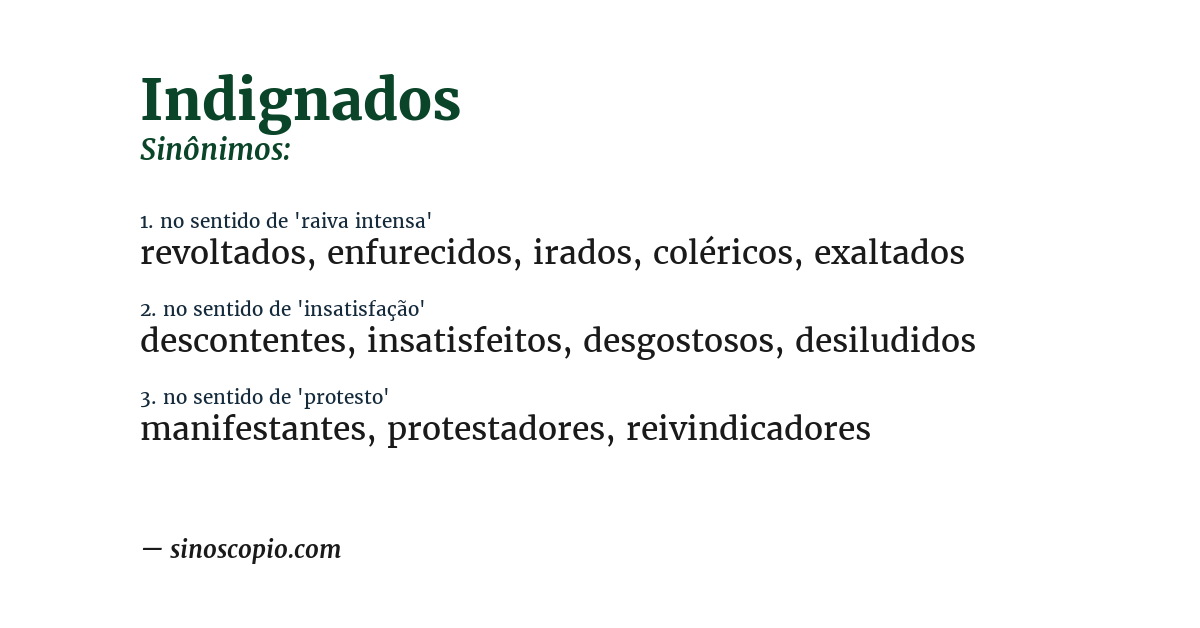 Sinônimo de indignados