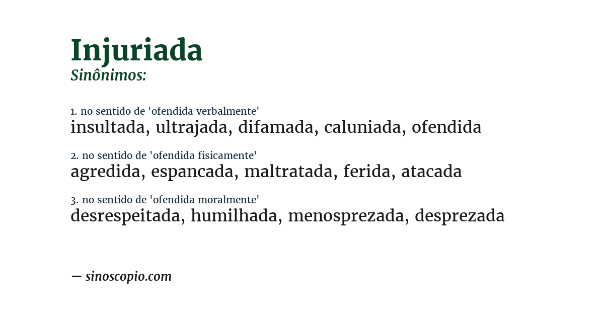 Sinônimo de injuriada