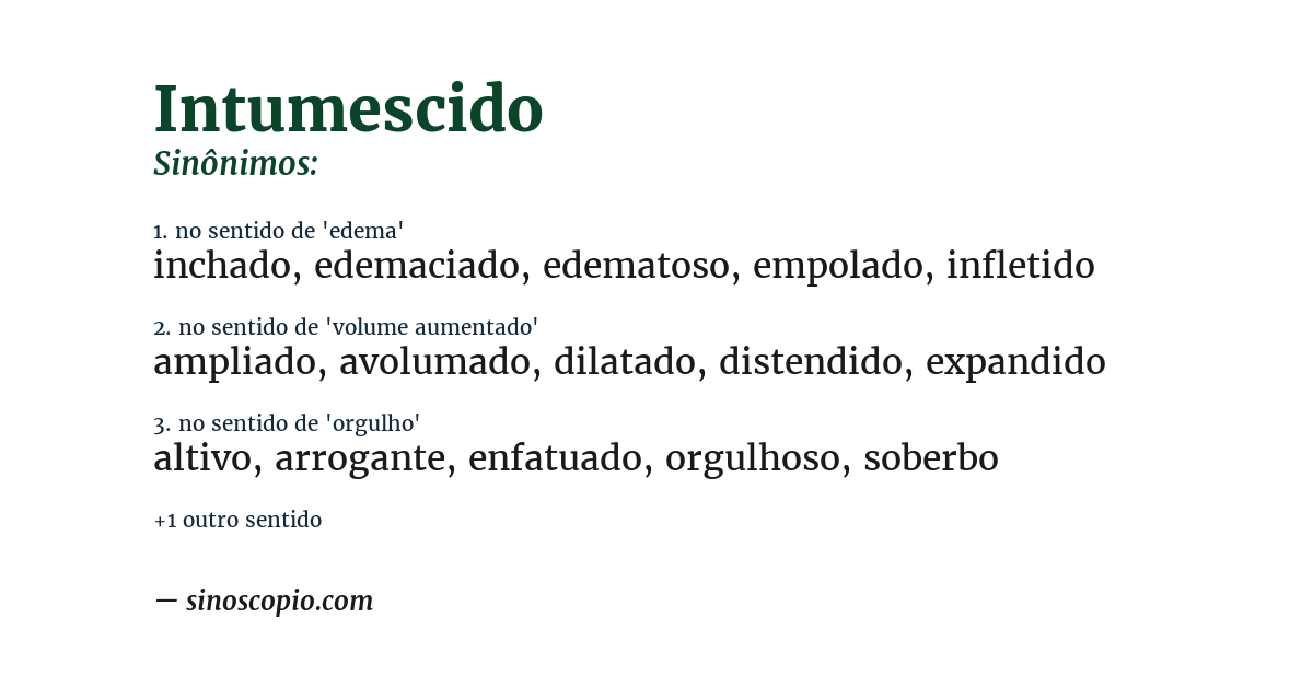 Sinônimo de intumescido