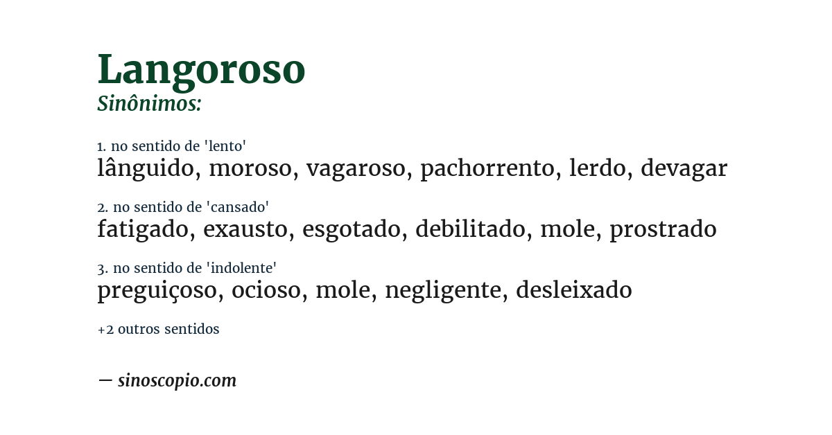 Sinônimo de langoroso