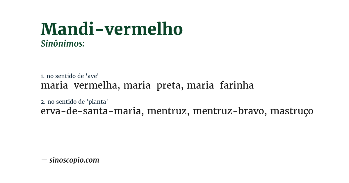 Sinônimo de mandi-vermelho