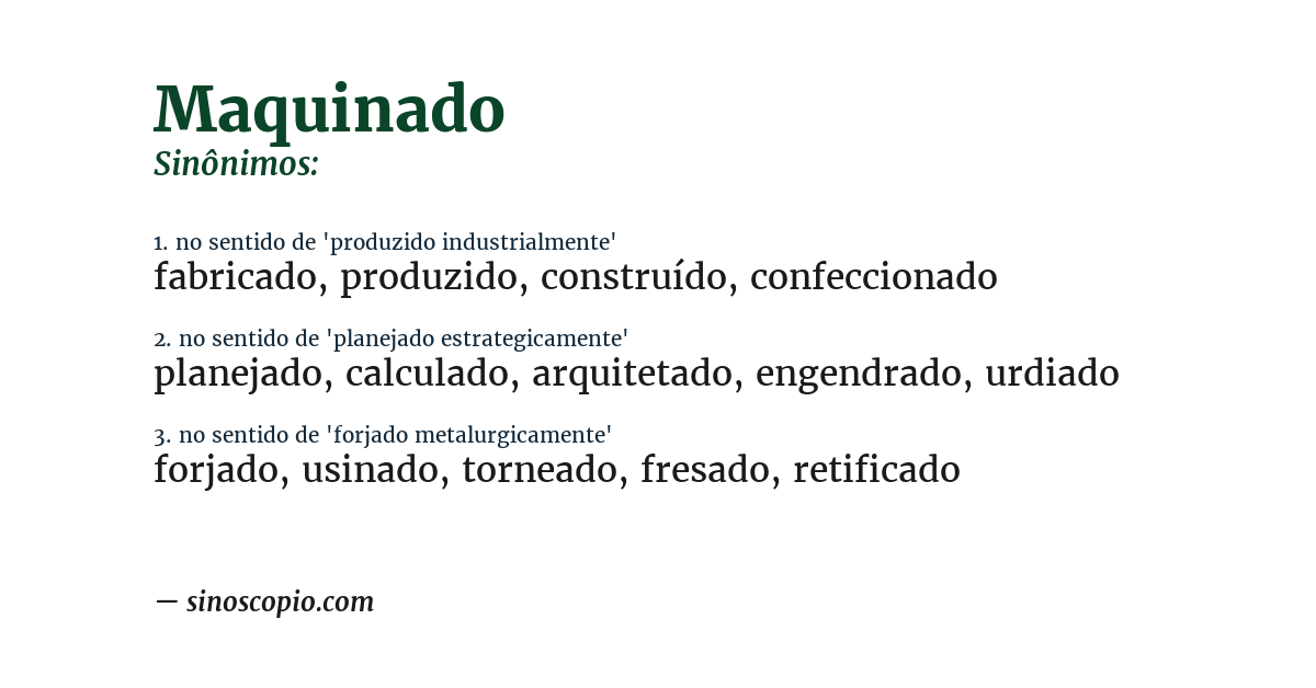 Sinônimo de maquinado