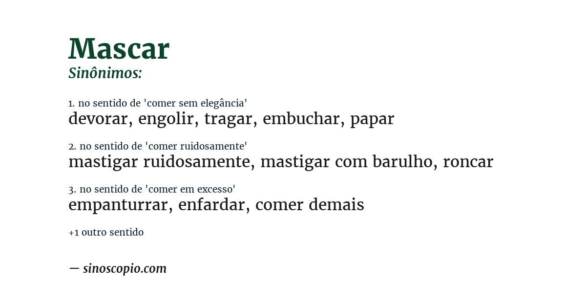 Sinônimo de mascar