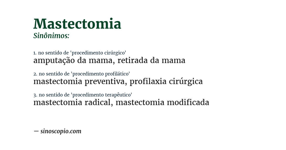 Sinônimo de mastectomia