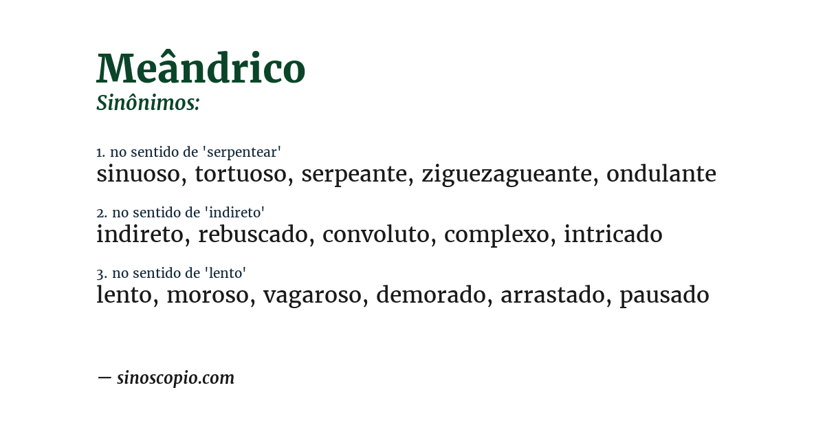 Sinônimo de meândrico