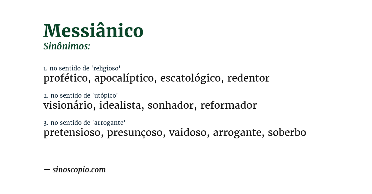 Sinônimo de messiânico