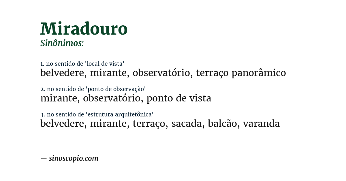 Sinônimo de miradouro