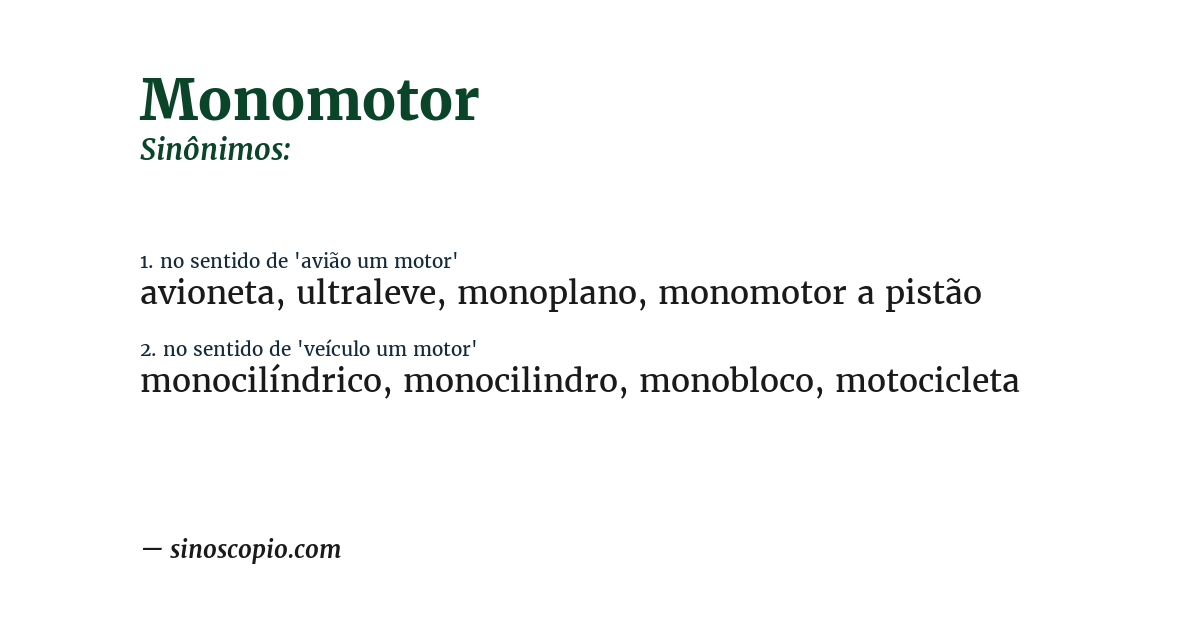 Sinônimo de monomotor