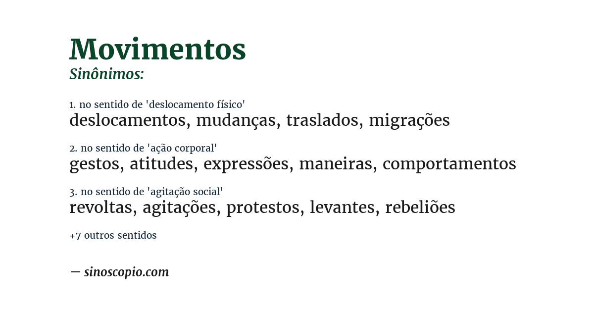 Sinônimo de movimentos