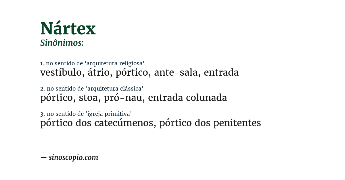 Sinônimo de nártex