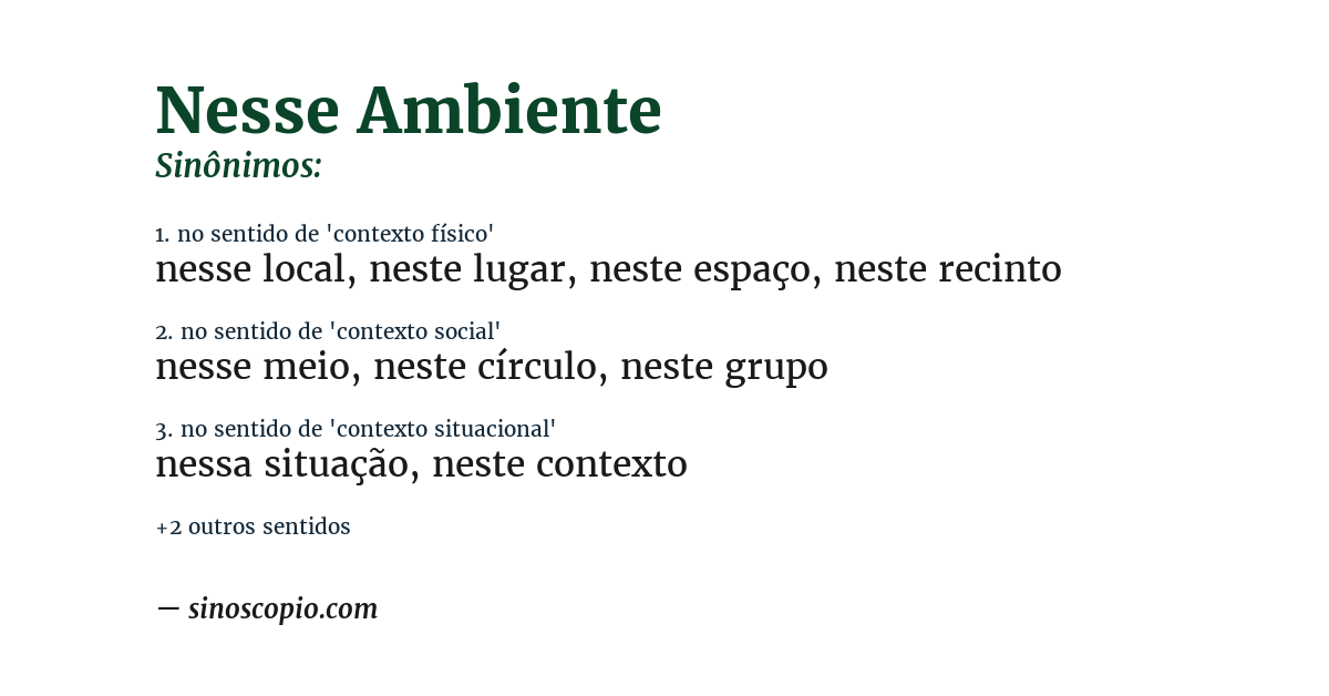 Sinônimo de nesse ambiente