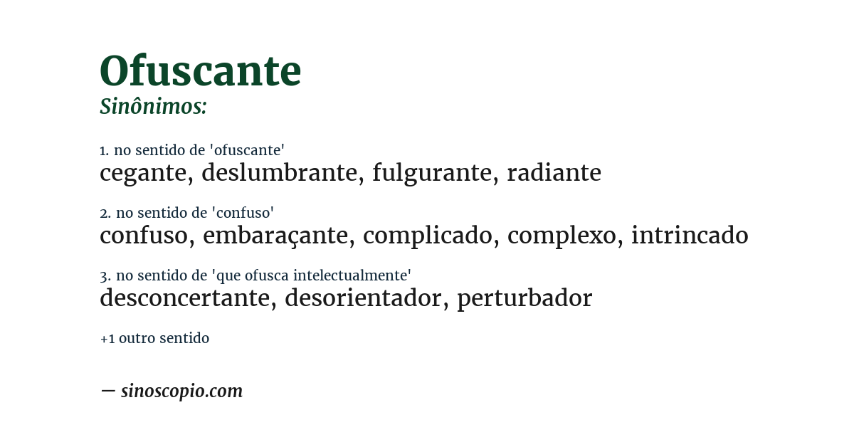 Sinônimo de ofuscante