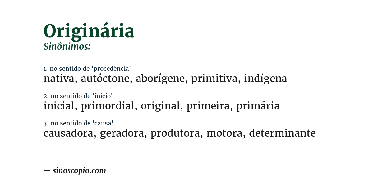 Sinônimo de originária