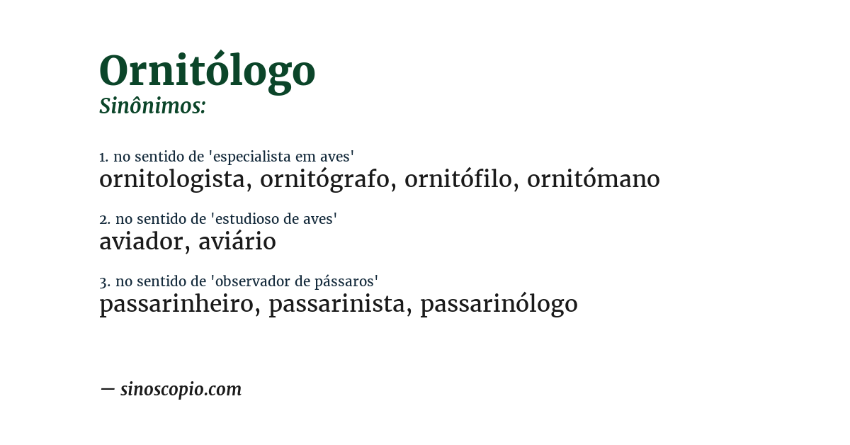 Sinônimo de ornitólogo