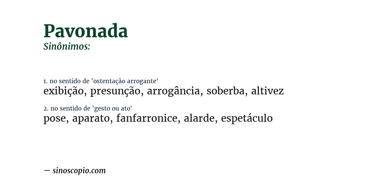 Sinônimo de pavonada