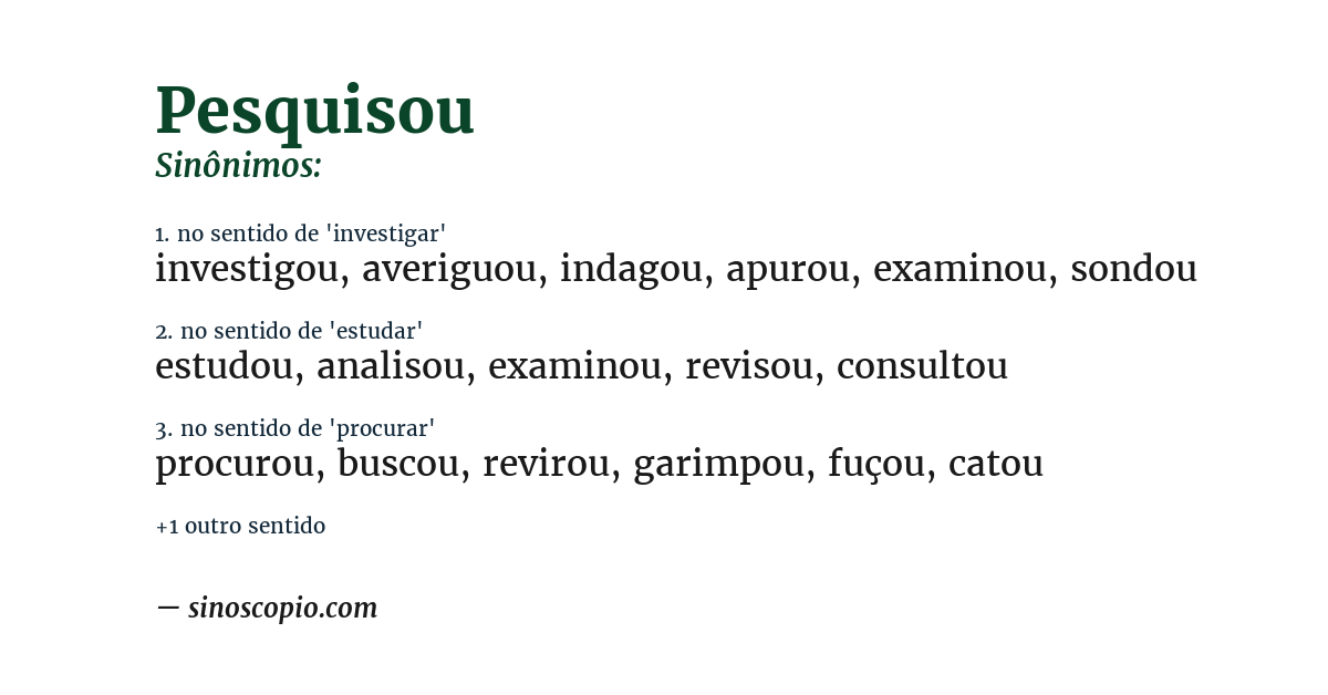 Sinônimo de pesquisou