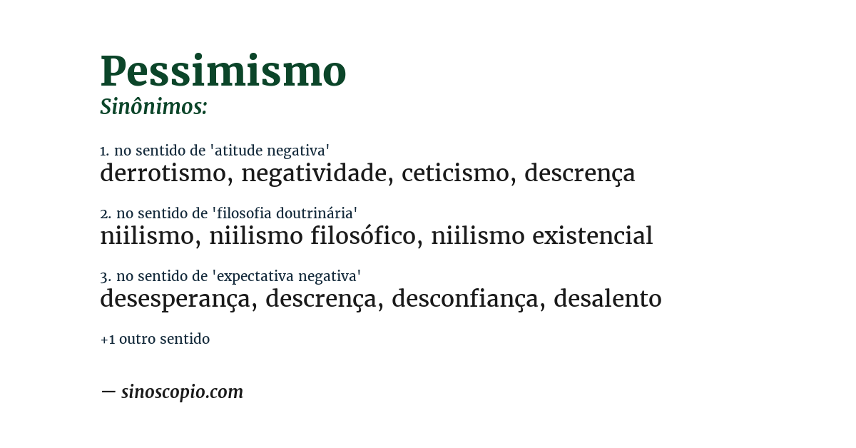 Sinônimo de pessimismo
