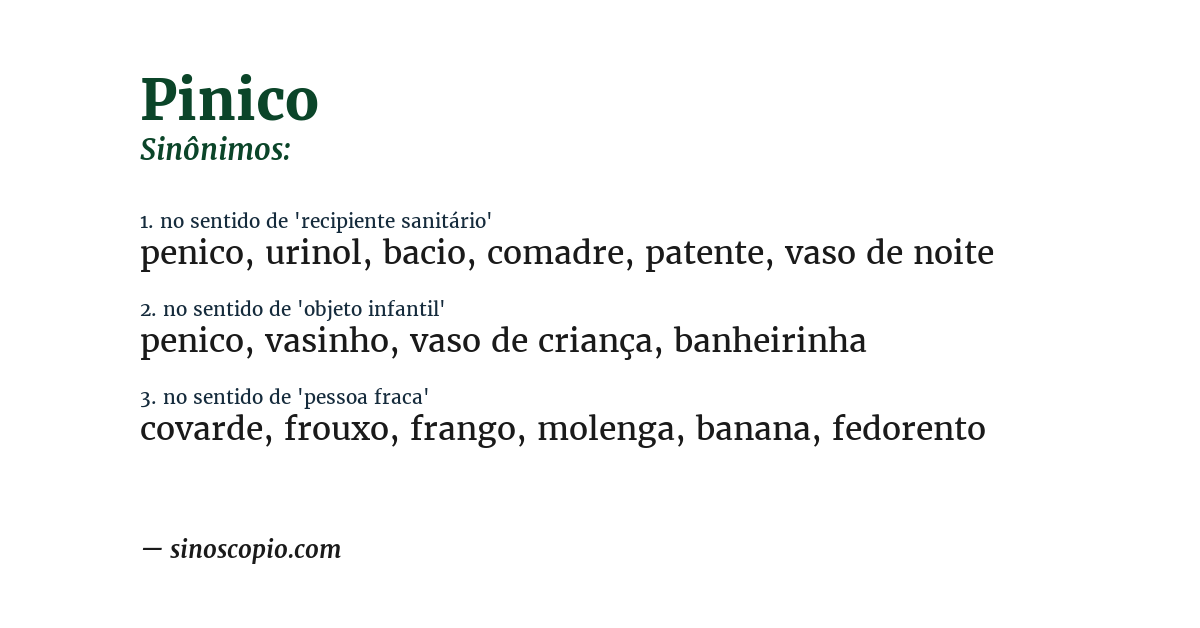 Sinônimo de pinico