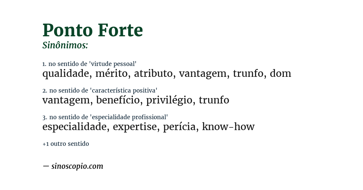 Sinônimo de ponto forte