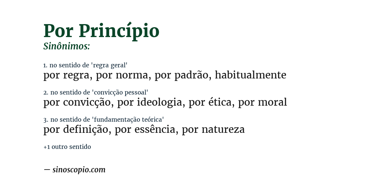 Sinônimo de por princípio