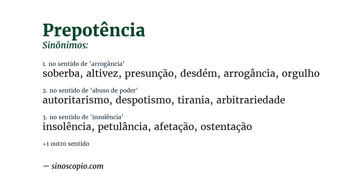 Sinônimo de prepotência
