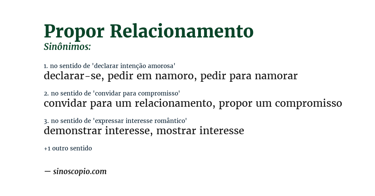 Sinônimo de propor relacionamento