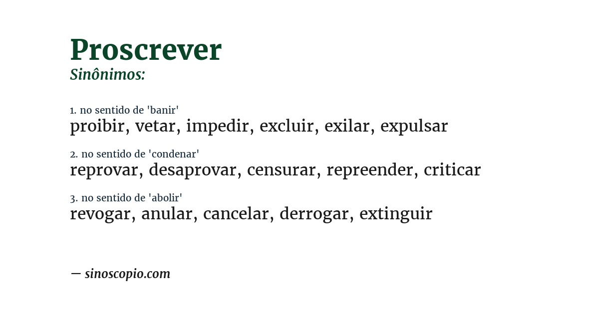 Sinônimo de proscrever
