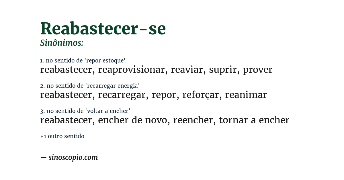 Sinônimo de reabastecer-se