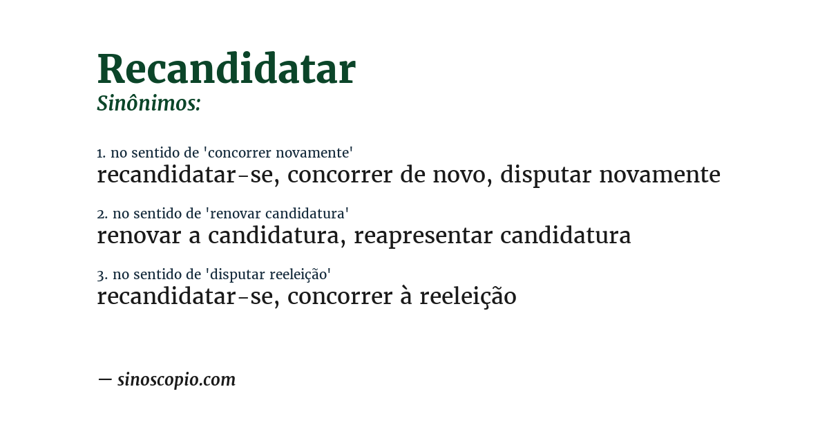 Sinônimo de recandidatar