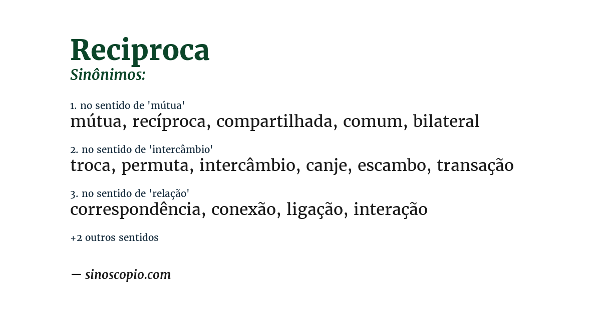 Sinônimo de reciproca
