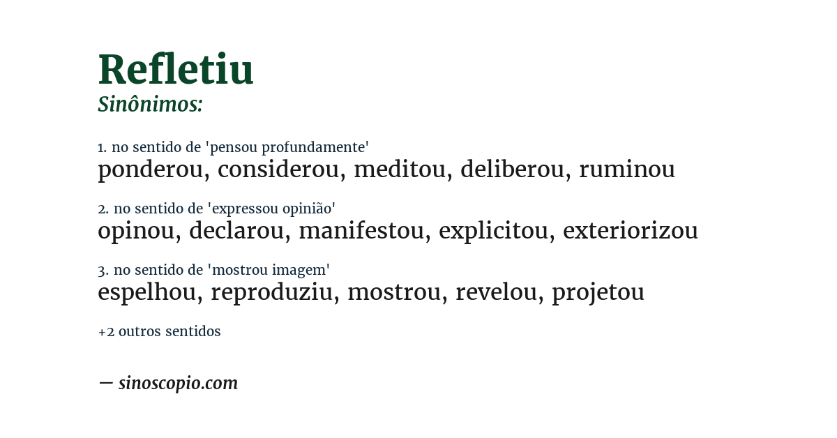 Sinônimo de refletiu