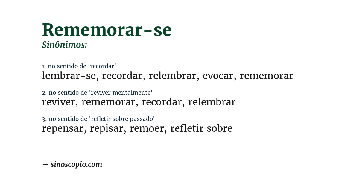 Sinônimo de rememorar-se