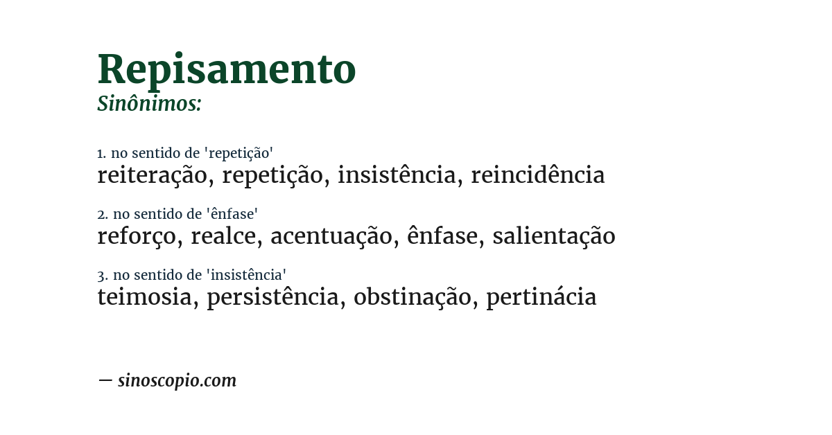 Sinônimo de repisamento
