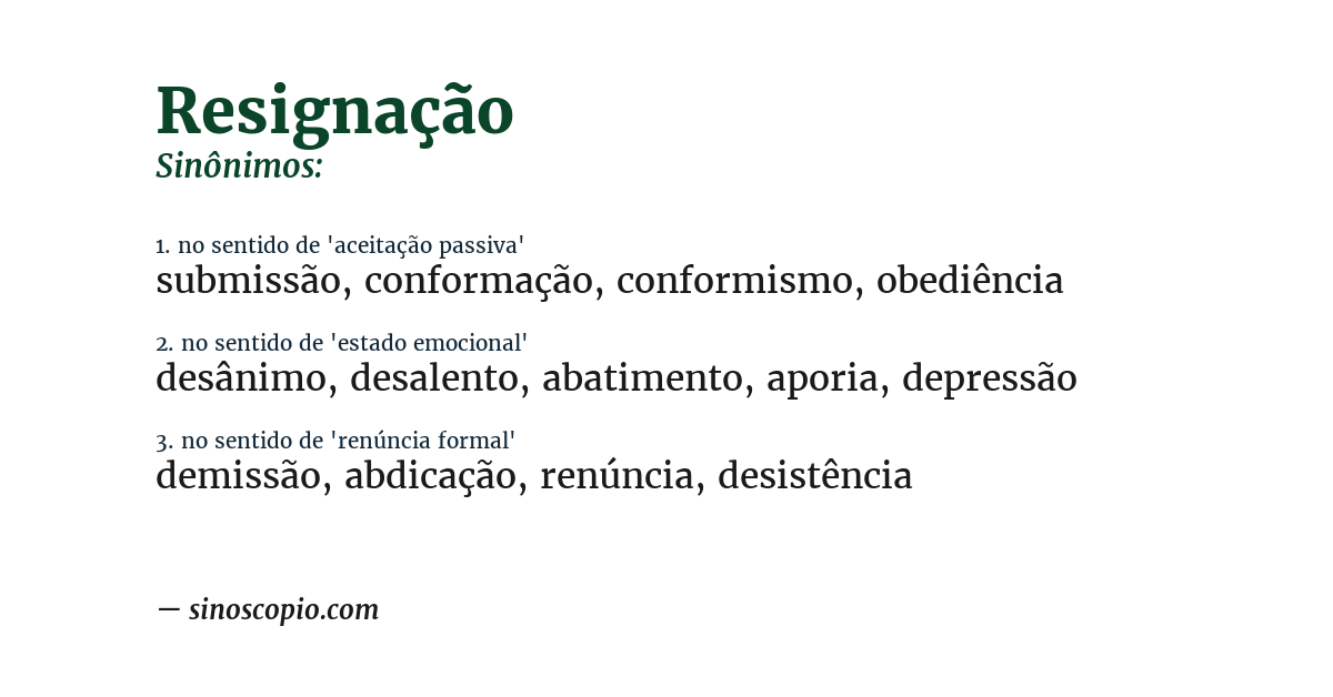 Sinônimo de resignação