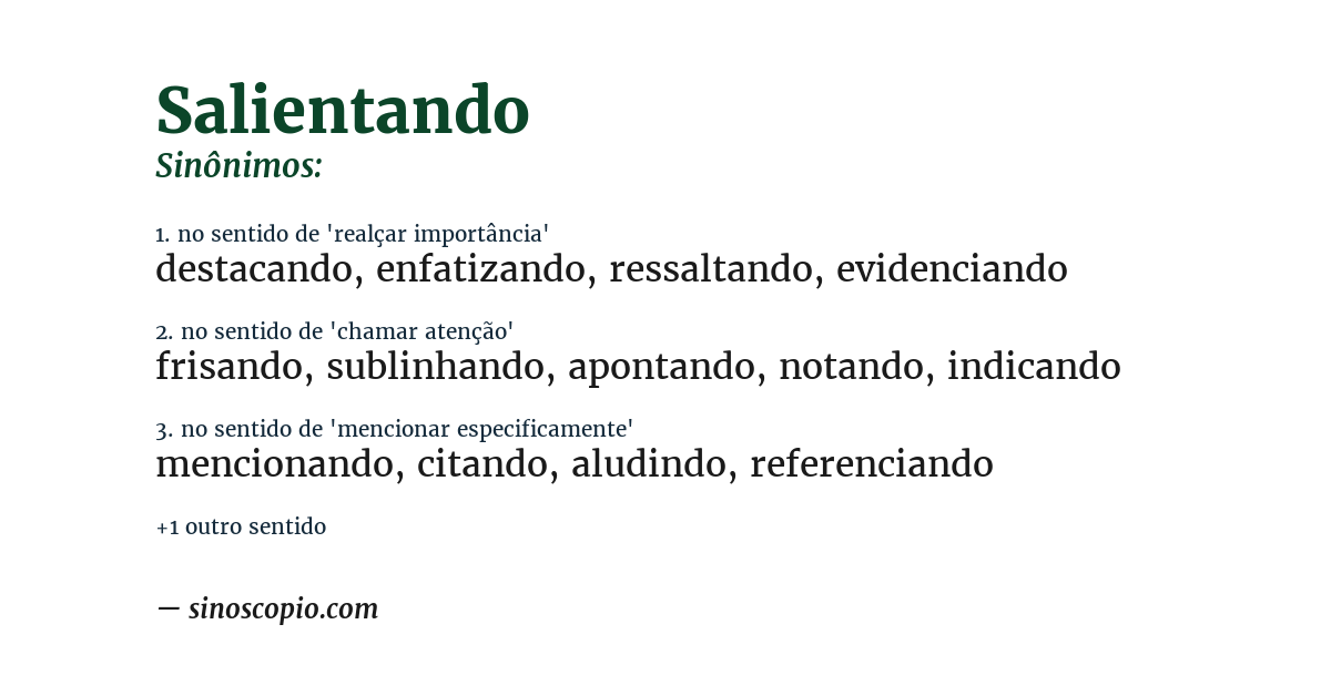 Sinônimo de salientando