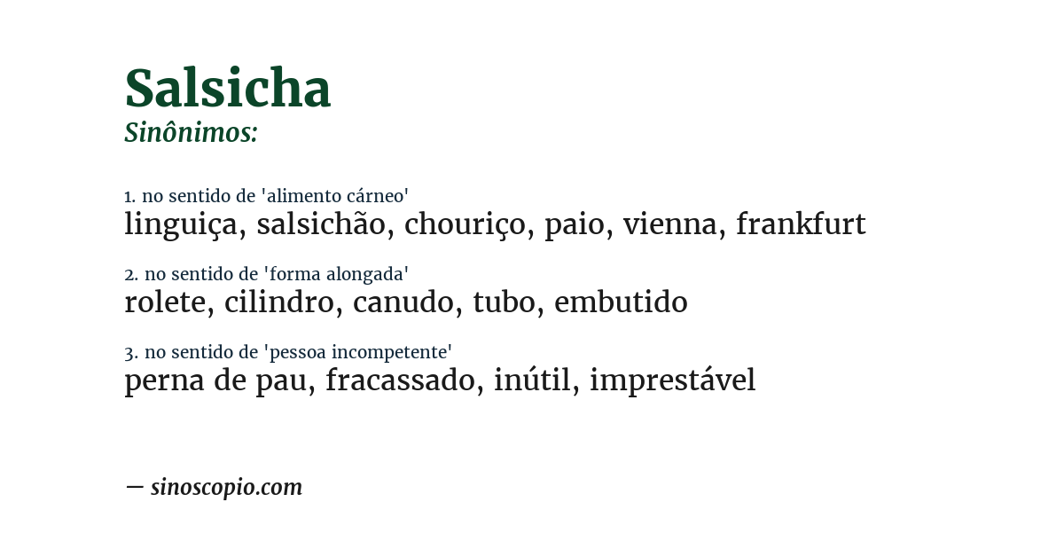 Sinônimo de salsicha
