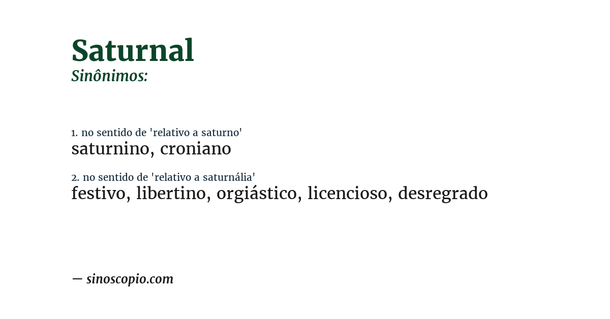 Sinônimo de saturnal