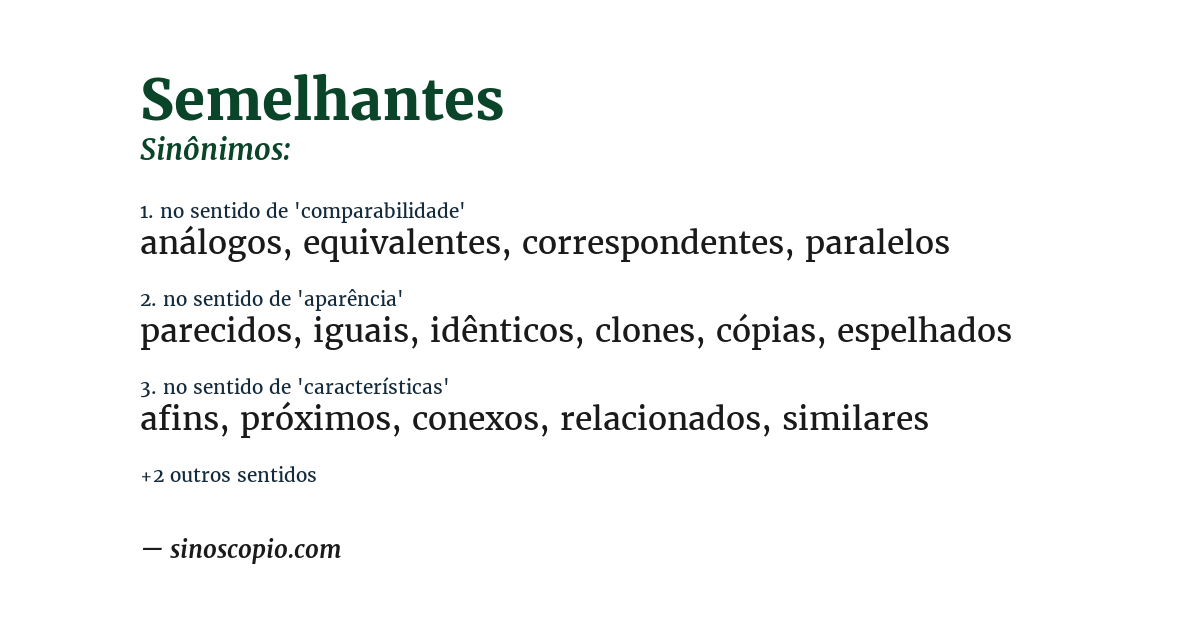Sinônimo de semelhantes