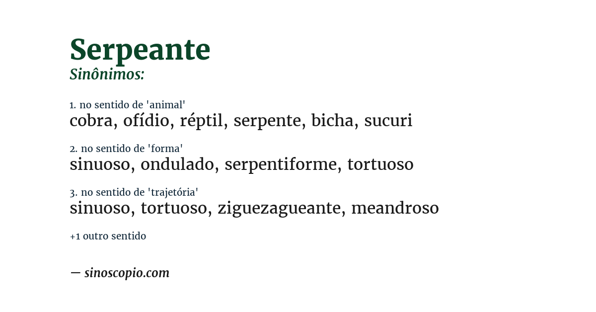 Sinônimo de serpeante