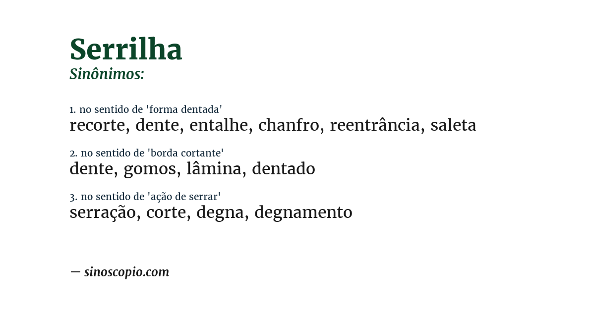 Sinônimo de serrilha