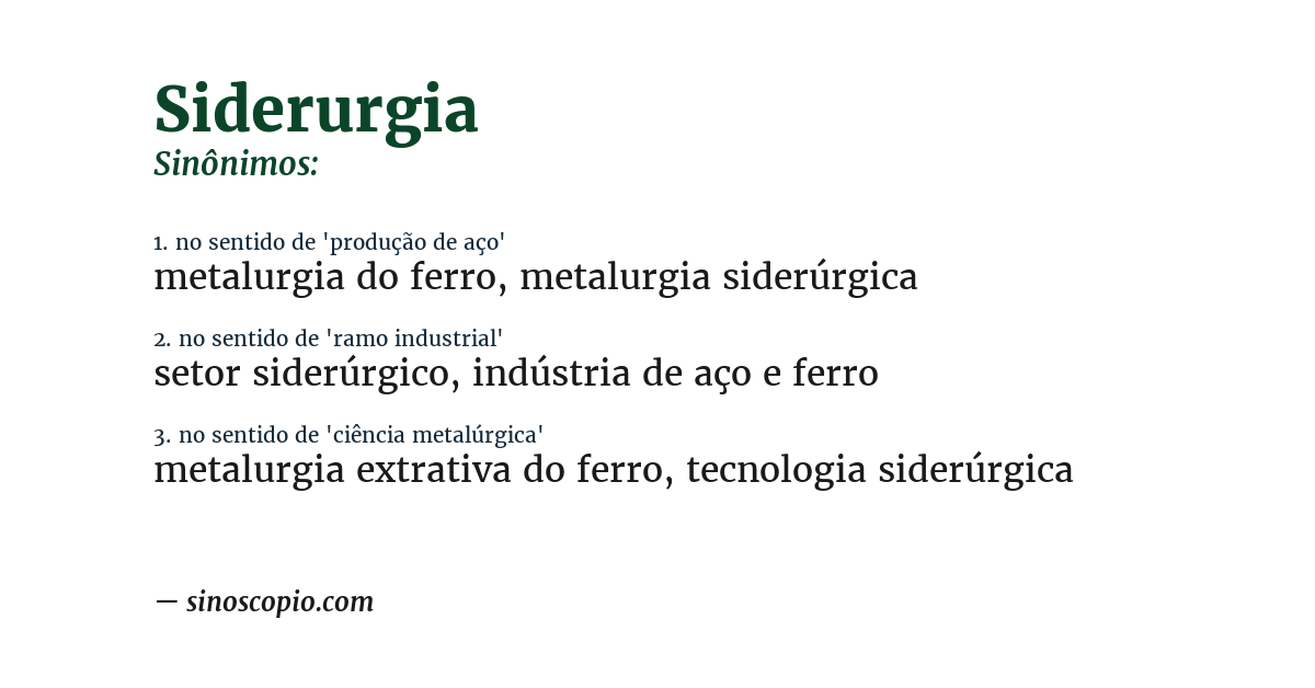 Sinônimo de siderurgia