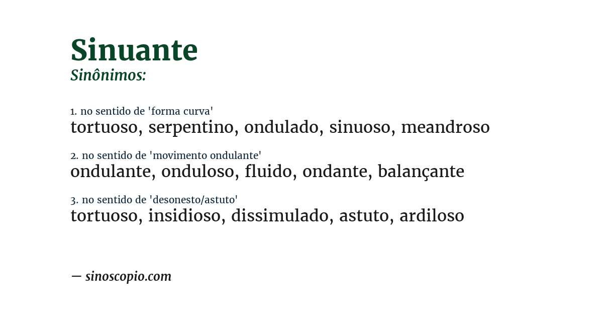 Sinônimo de sinuante
