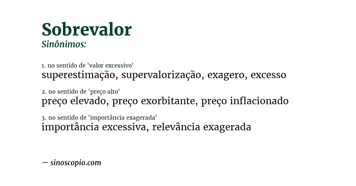 Sinônimo de sobrevalor