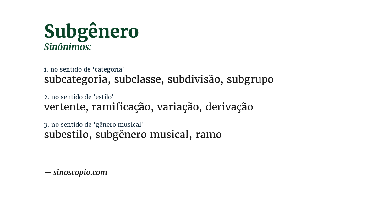 Sinônimo de subgênero