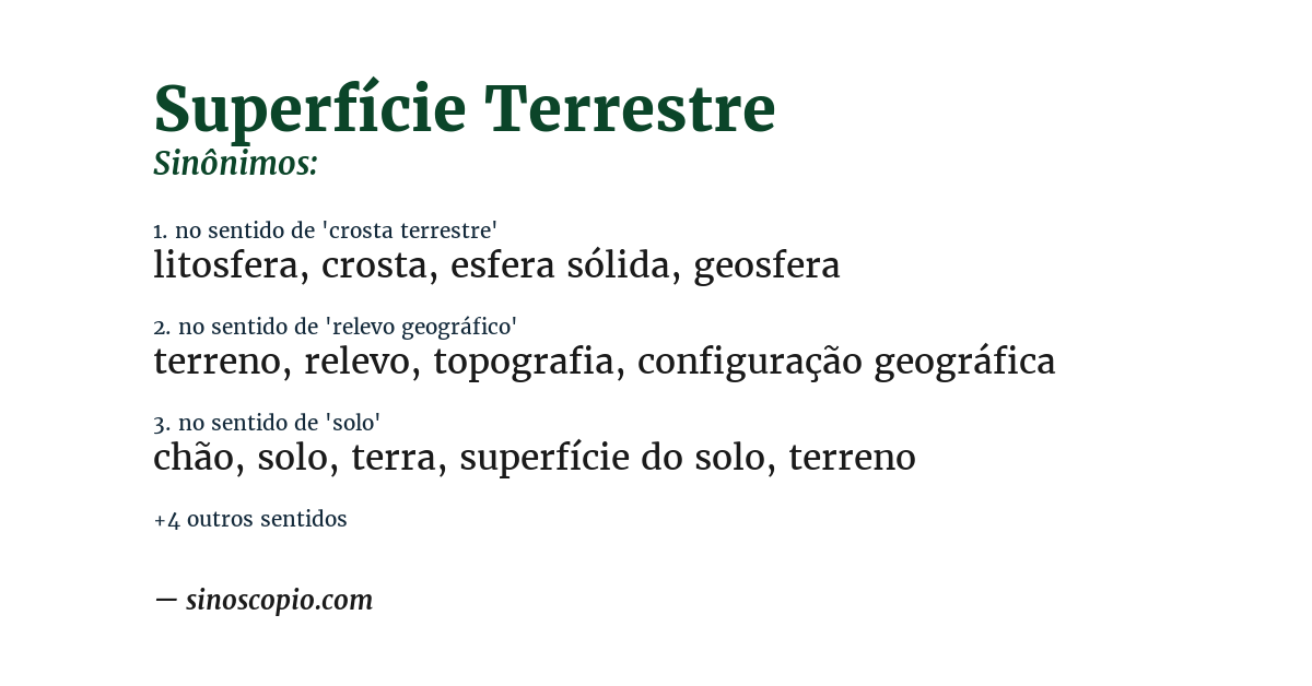 Sinônimo de superfície terrestre