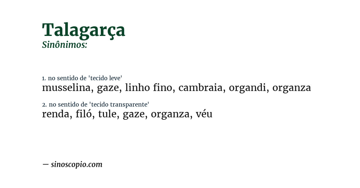 Sinônimo de talagarça