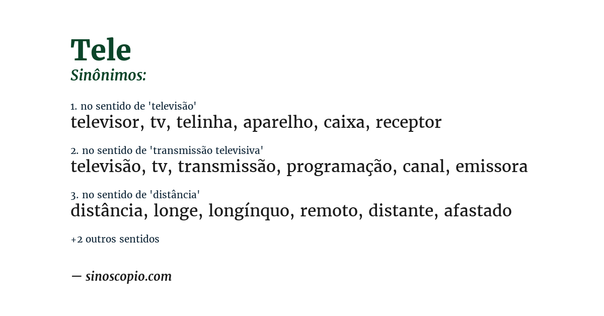 Sinônimo de tele