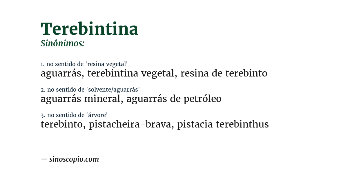Sinônimo de terebintina