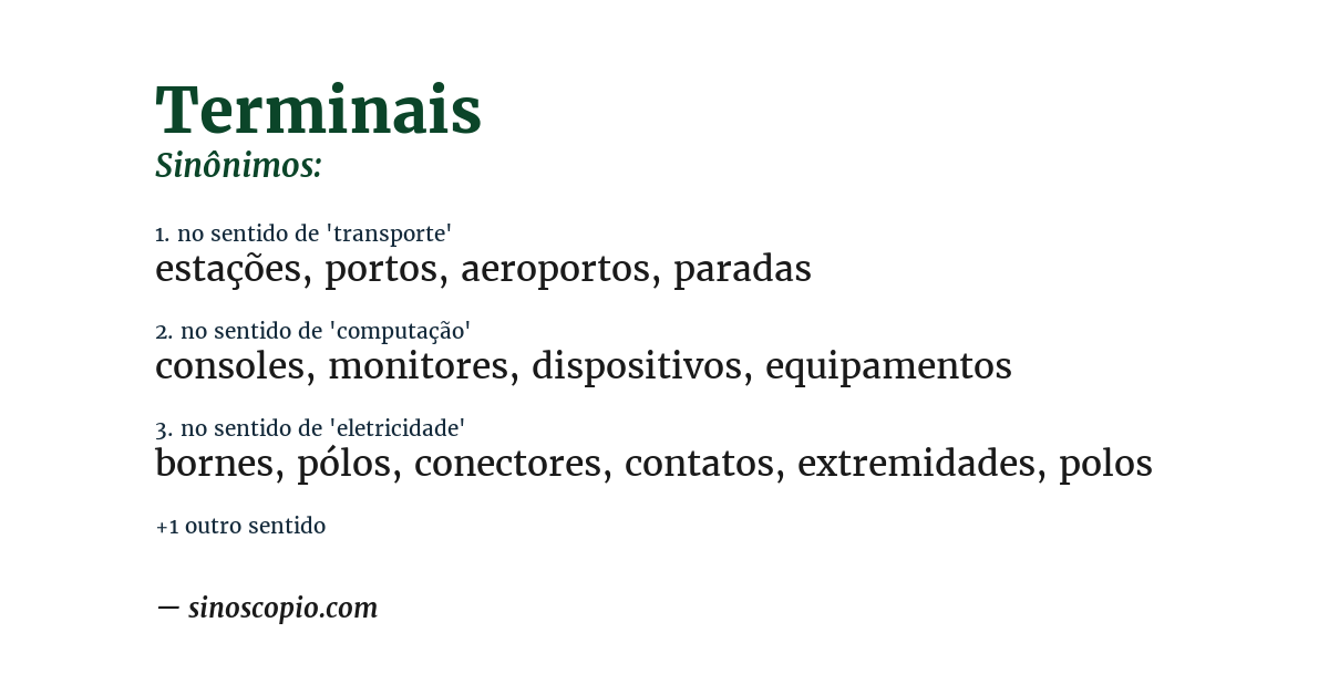 Sinônimo de terminais
