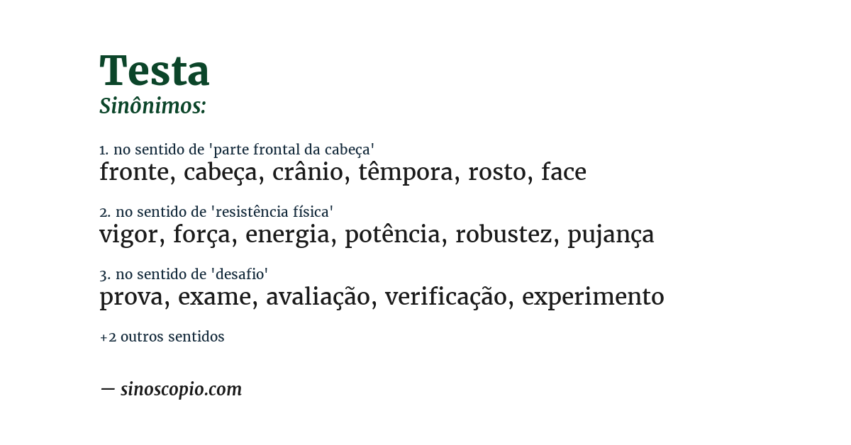 Sinônimo de testa